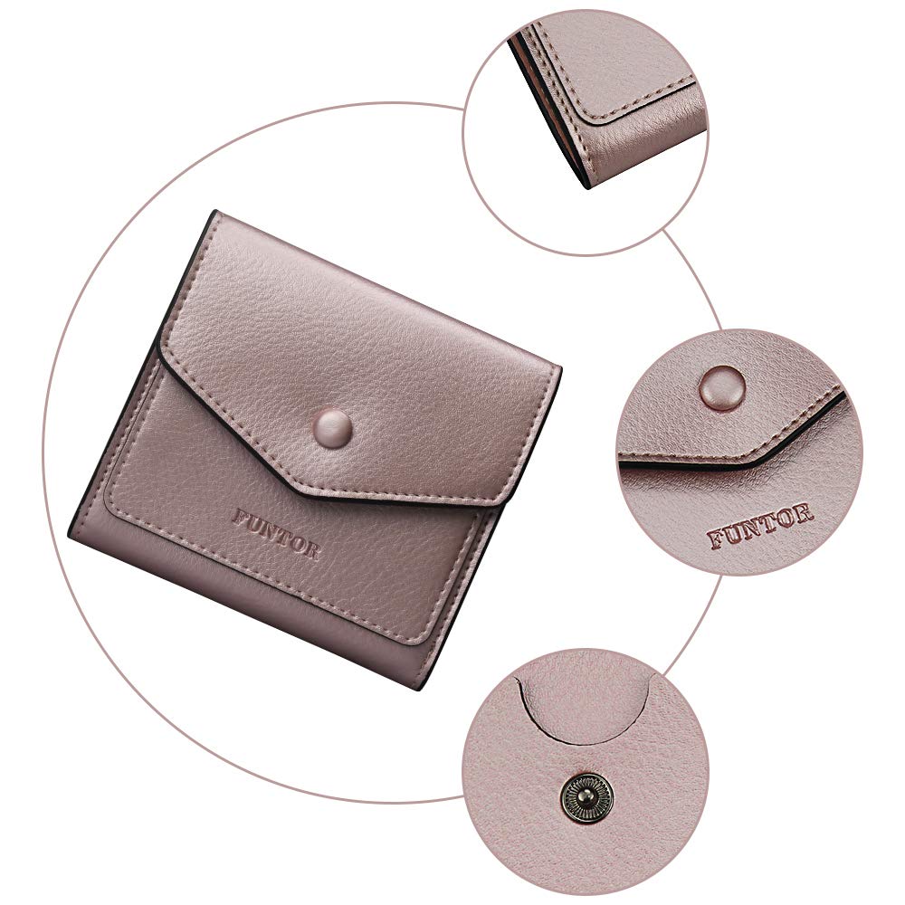 FT FUNTOR Small Leather Wallet for Women, Ladies Mini Wallet RFID Blocking Wallet for Women