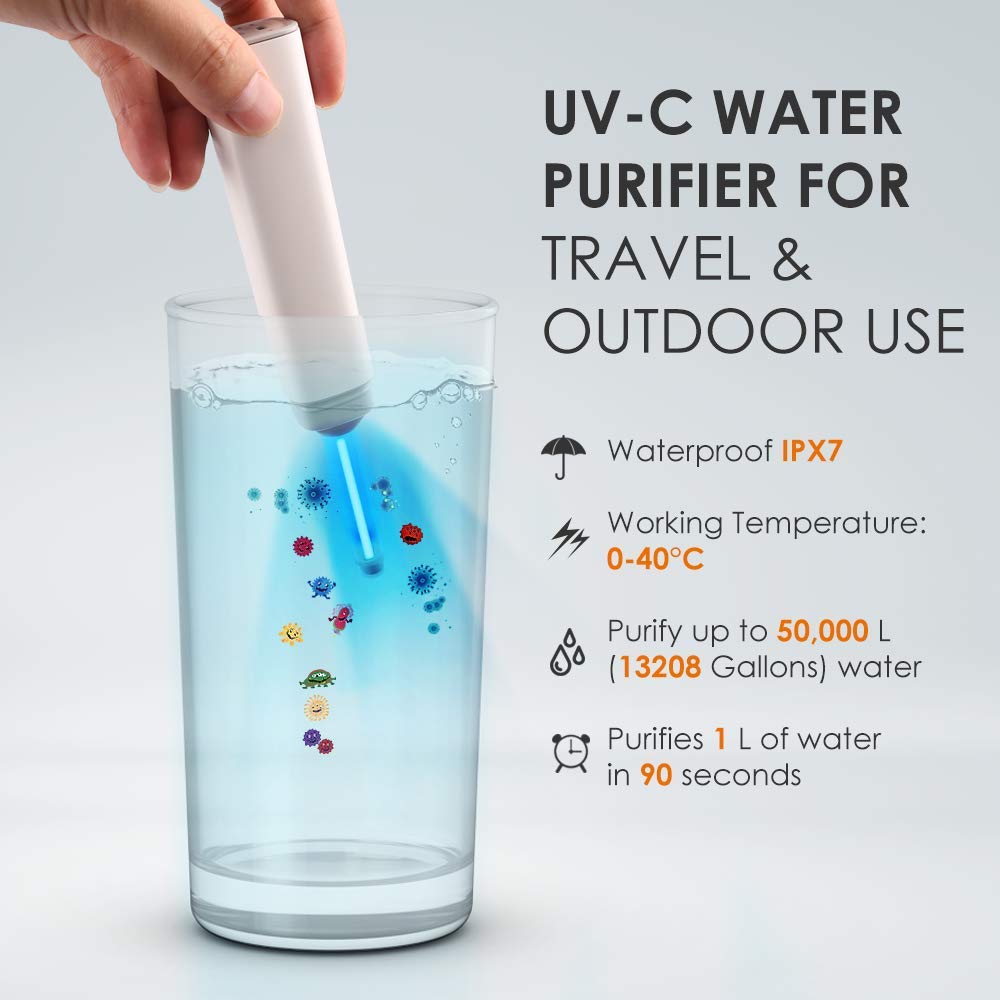 Membrane Solutions Water Purifier, Portable 50,000L Water Purification for Drinking Personal&Family Outing - UV Water Sanitizer with USB Cable, BPA Free Outdoor Survival Gear Camping Hiking Equipment: Industrial & Scientific