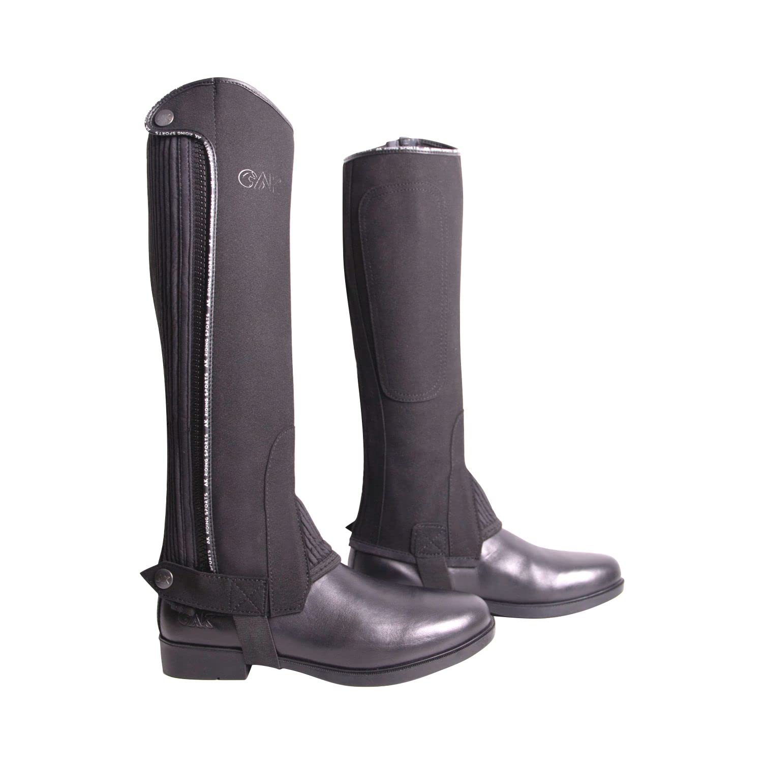 AK GRACE Micro Suede Washable Horse Riding Half Chaps AKRS-1950 (Black, 4XL)