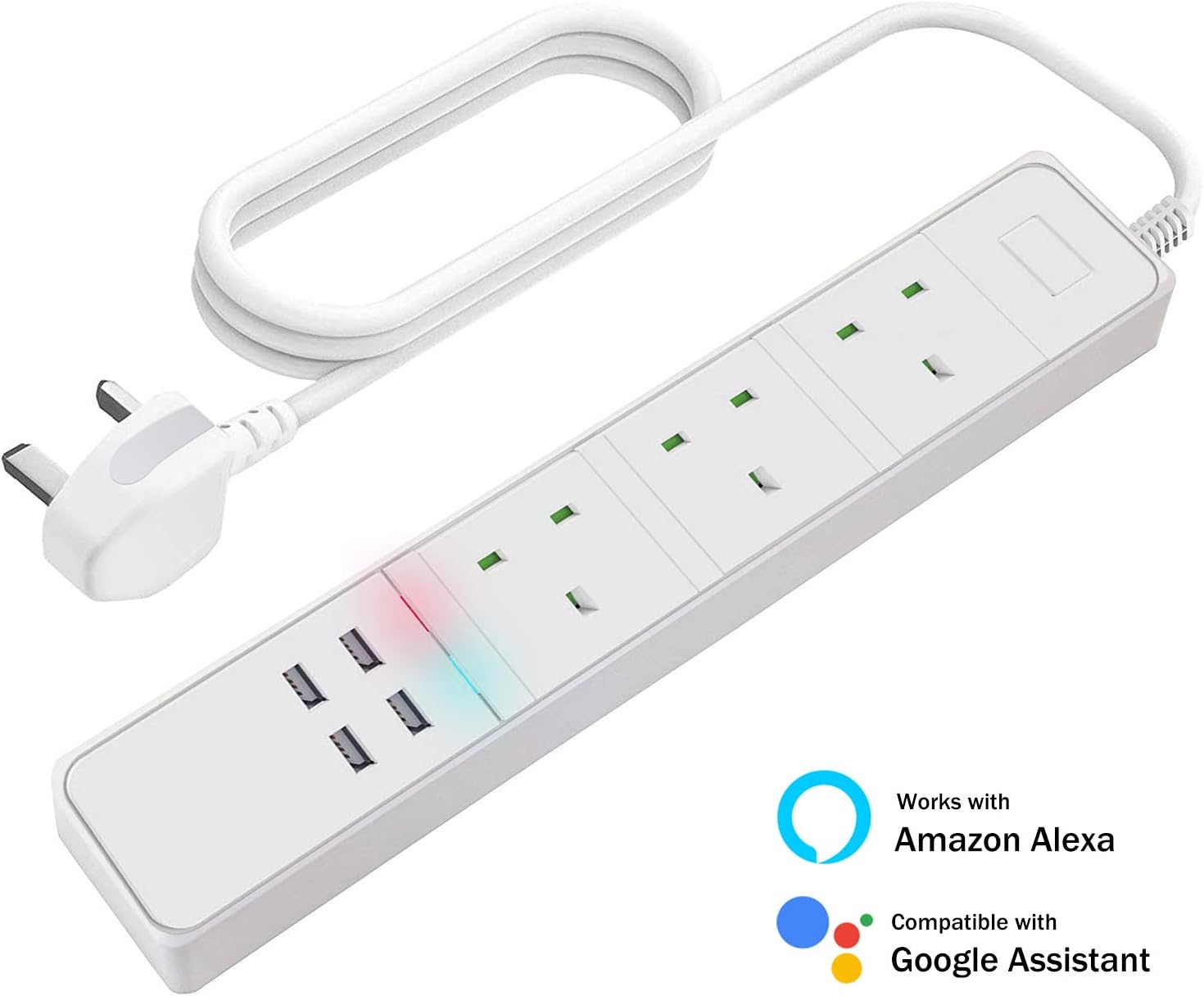 LIMINK Smart Power Strip, Wi-Fi Surge Protector Multi Plug Sockets with 3 AC Outlets 4 USB Port, Remote Control Voice Control Works with Alexa Google Assistant and IFTTT, No Hub Required Power Strip