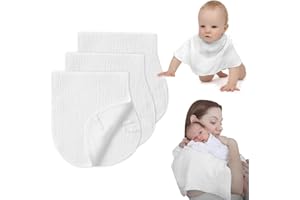COTTONBEBE Muslin Burp Cloths with Snaps, Multi-Use Burpy Bib 100% Natural Cotton，Large 22"X11" Extra Absorbent Burping Cloth for Baby Girl & Boy, White