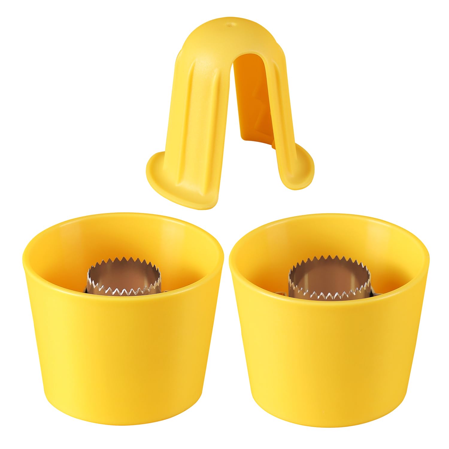 Photo 1 of 2 Sizes Corn Peeler - Corn Stripper for Corn on the Cob, Corn Cutter with Safety Handle (Yellow- 2 Different Sizes)
