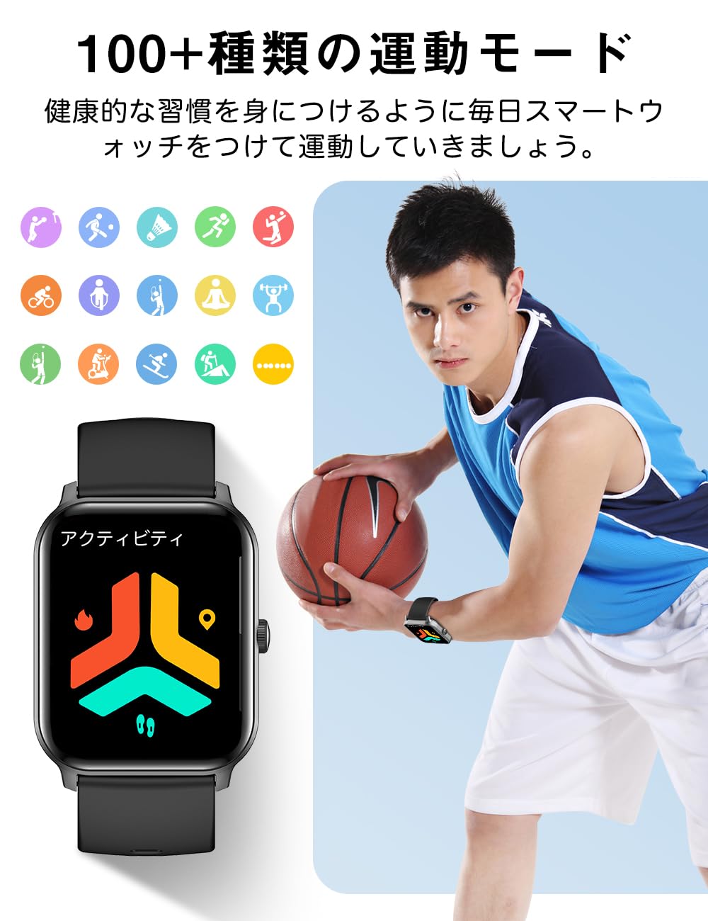 Smart Watch, 2025 Innovation Mode, 1.9-inch Large Screen, Bluetooth 5.3, Call Function, iPhone Compatible, Android Compatible, Activity Meter, Wristwatch, Incoming Calls/Message Notifications, Music