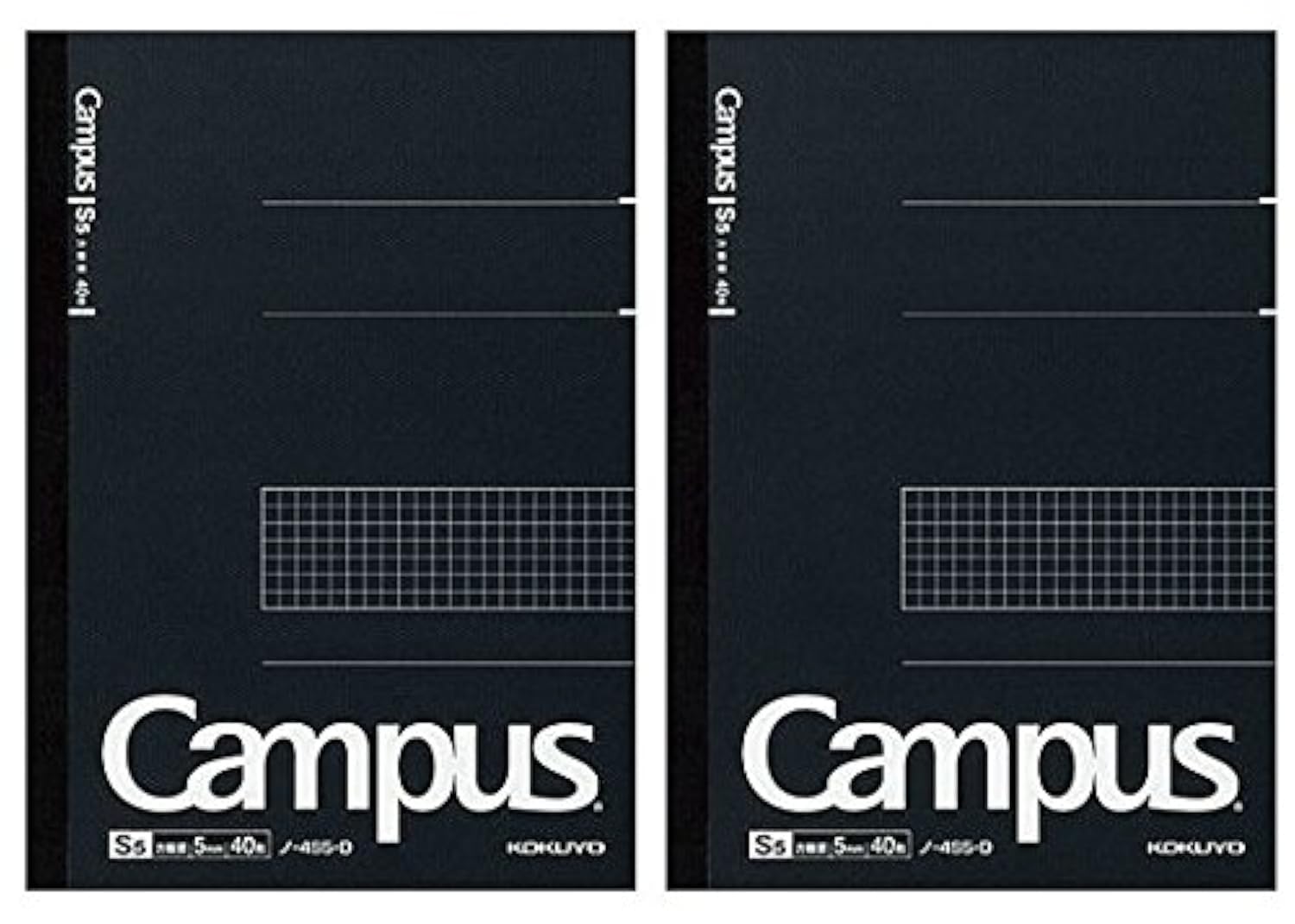 KOKUYO Campus Notebook, Business Type, Grid 5mm Ruled, Semi-B5, 40 Sheets, Black Cover, Pack of 2, Japan Import (NO-4S5-D) [office_product]