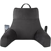 IPYNBAP Back Pillow for Bed Sitting up, Reading Pillow for Sitting in Bed Adult, Back Support Pillow, Memory Foam Sit up Lounge Backrest Pillow with Arms for TV, Couch, Chair, Dorm, 18 Inch, Grey