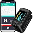 Pulse Oximeter Blood Oxygen Monitor Fingertip HealthTree Bluetooth Pulse Ox with Free APP, O2 Pulse Oximeter Finger and Heart Rate Monitor