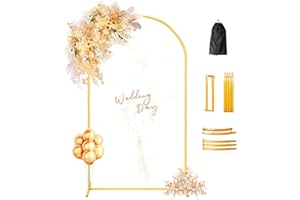 Laxama Metal Arch Backdrop Stand Wedding Arch Backdrop Stand 6FT Gold Arch Backdrop Stand for Party Wedding Ceremony Birthday Baby Shower Floral Balloon Decration