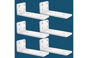 MLOQI 6 Pack Floating Shelf Bracket Heavy Duty, Hidden Shelf Brackets 5mm Thick L Brackets for Shelves up to 50 KG (White 15cm)