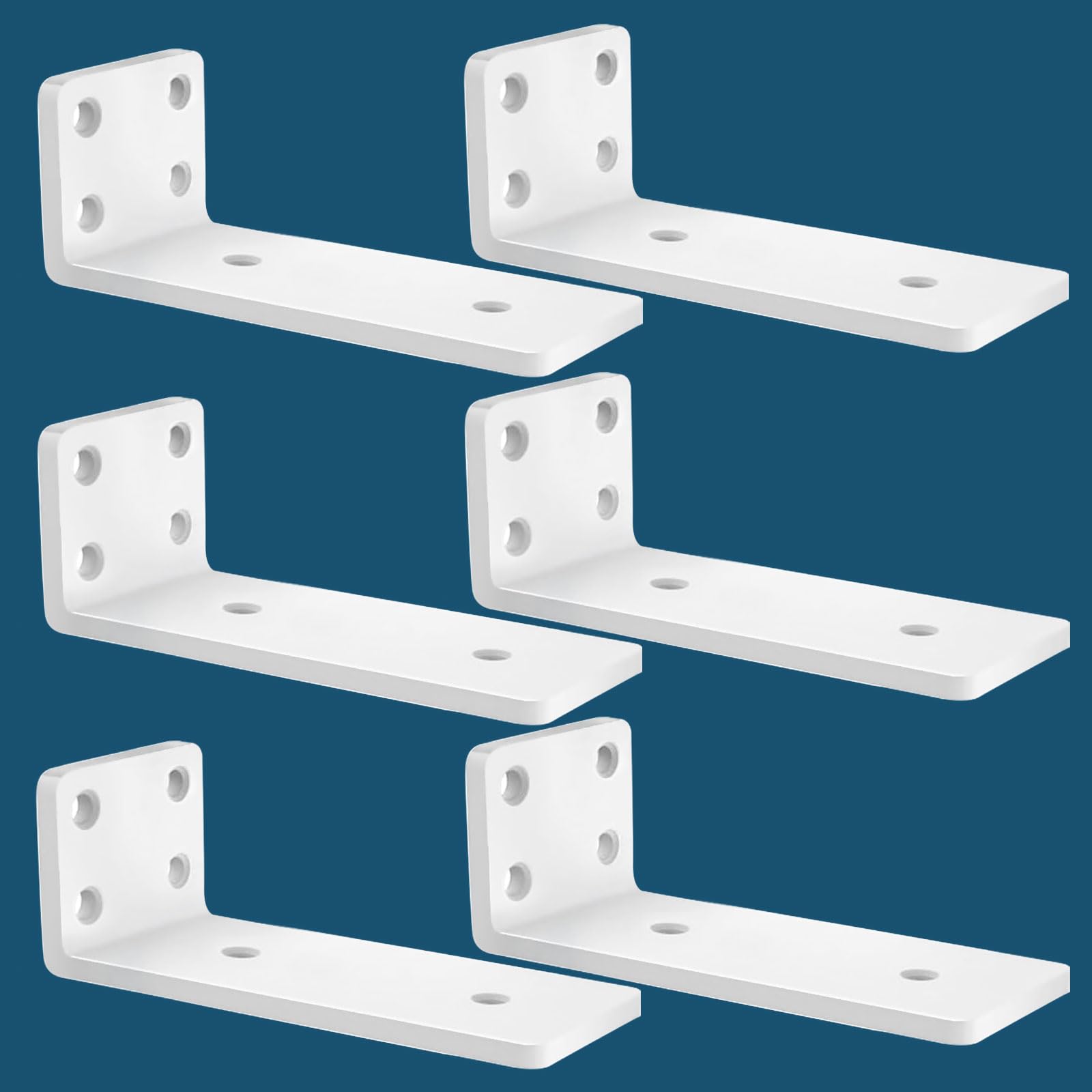 MLOQI 6 Pack Scaffold Board Shelf Brackets Heavy Duty, White Floating Shelf Bracket, 5mm Thick Wall Brackets for Shelves up to 50 KG (White 15cm)