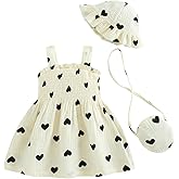 Renotemy Baby Girl Dress Toddler Girl Clothes Summer Outfits Gifts Cotton Sundress Infant Dresses for Girls with Hat and Bag