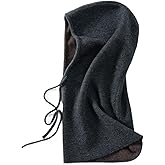 ULTFVPMQR Pure Cashmere Hat for Unisex Winter Casual Knitted Scarf Hood Hat Women Men Balaclava Cap Warm Beanie Hat(Dark Grey)