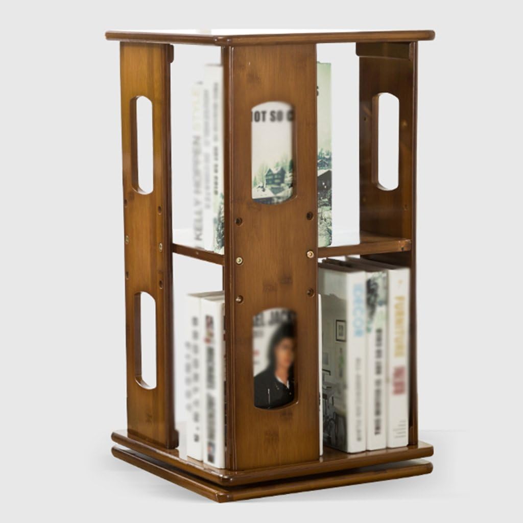 WSSF- Desktop Bookshelf Bamboo 360 ° Rotating Swivel Bookcase Simple Storage Rack Children's Divider Bookshelves Creative Office Study Room Storage Rack Size Optional (Size : 33 * 33 * 60.5cm)
