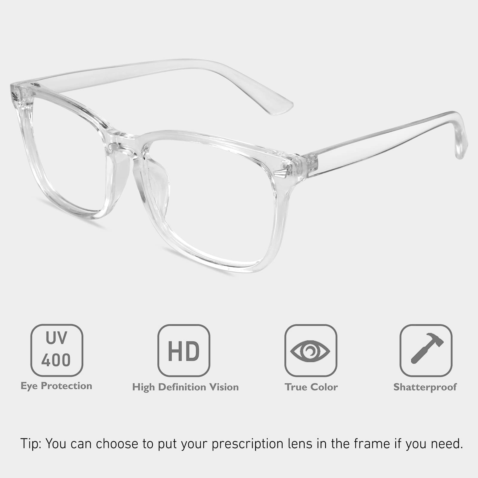 GQUEEN Fashion Glasses Non Prescription Fake Glasses for Women Men Clear Lens Square, 201582