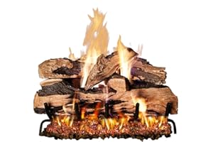REALFYRE Peterson Real Fyre 24-inch Split Oak Designer Plus Log Set with ANSI Certified Vented G46 Dual- Flame Burner w/Variable Flame Remote-Control Safety Pilot Valve (Natural Gas)