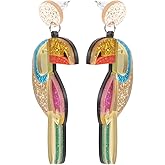 Holibanna Glitter Parrot Earrings Lightweight Ear Dangler Fashion Jewelry for Women Party Daily Beach Wear