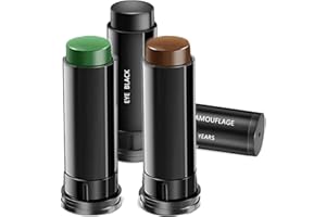 Go Ho 3 Colors Eye Black Camo Face Paint,Bulk Eye Black Baseball/Softball/Football Accessories,Football Stick Sport,Camo/Hunting Face Paint Stick,Hunting Accessories