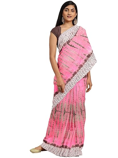 Shibori Tie and Dye Handcrafted Saree and Blouse BHKPSA0081