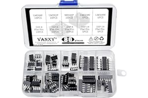VANXY 80Pcs ic Kits LM358P LM393P NE555P LM324N LM339N DIP-8 Socket DIP-14 Socket Timer,Operational Amplifier,Low Power Dual Comparator IC