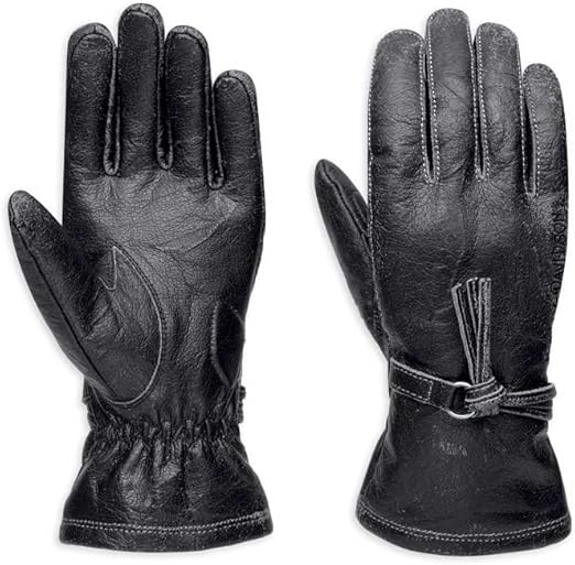 HarleyDavidson Women's Pierce FullFinger Leather Gloves, Black 97372