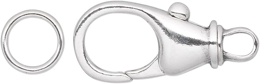 Clasp lobster claw sterling silver 24x14mm with 10mm jumpring