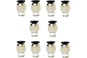 YARRKC 10 Pack Push to Connect Tube Fitting, Air Tool Fittings Straight Push Quick Release Connectors Tube Quick Connect Fittings, Male Straight 1/4" Tube OD x 1/4" NPT Thread