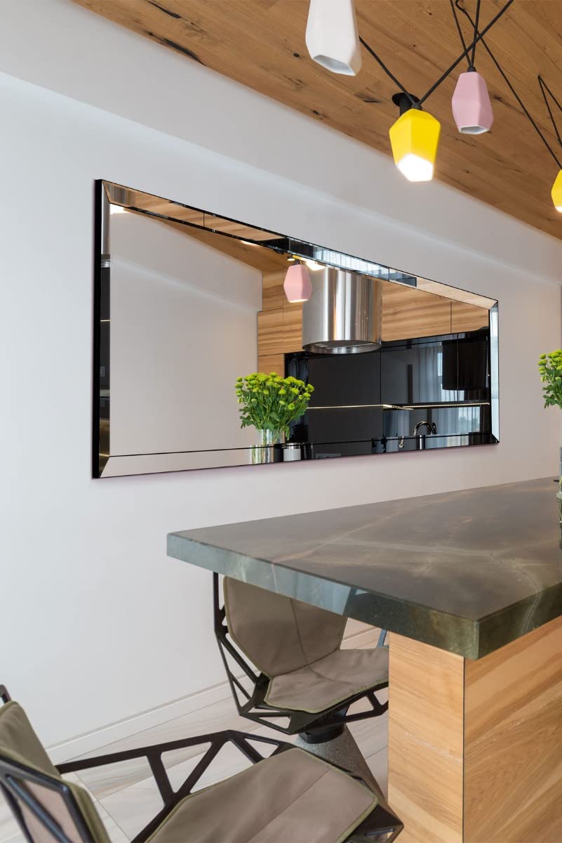 MirrorOutlet Large single edge modern frameless big wall mirror 5ft10 x 2ft6 (178cm x 76cm), Silver