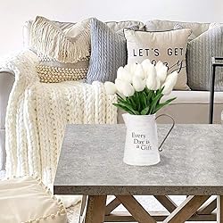20 Pcs White Tulips Artificial Flowers Real Touch