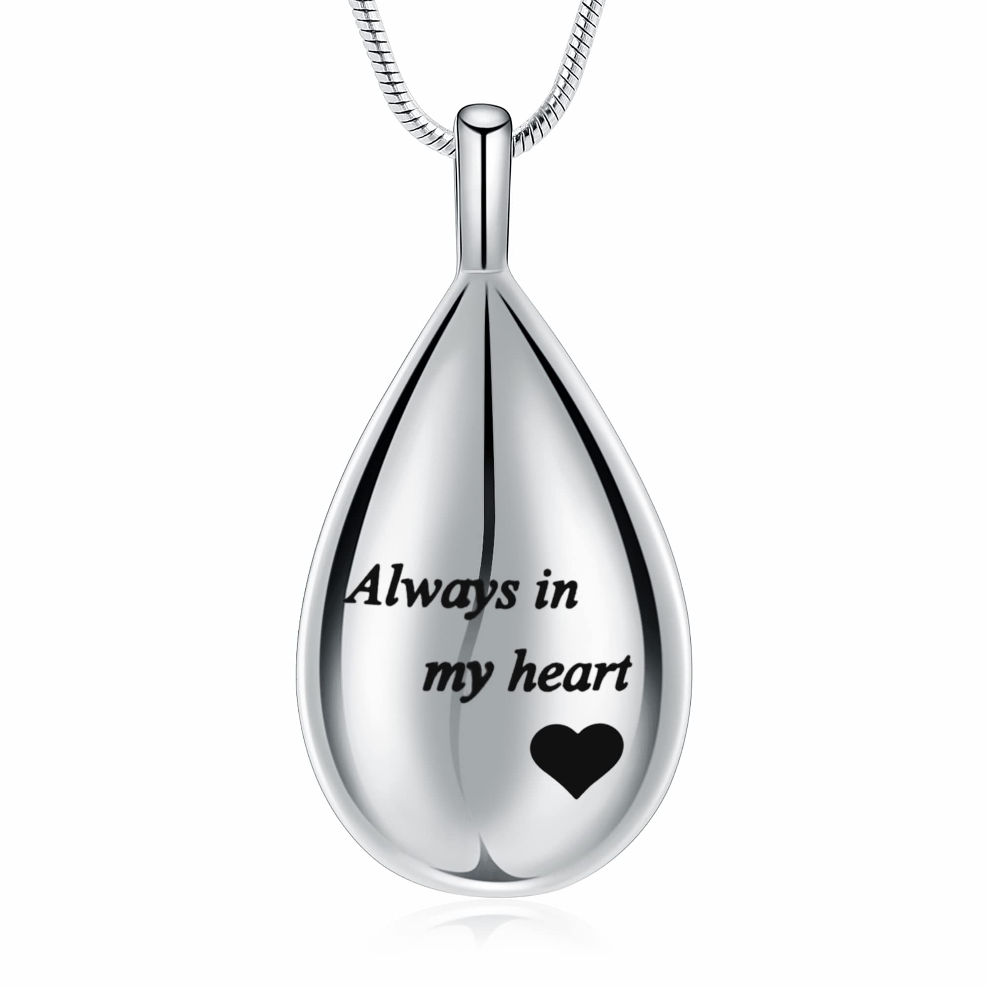 memorial jewelry Carved Teardrop Keepsake Ashes Necklace Urn Pendant Cremation Always in my heart
