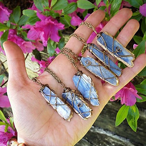 Gold dipped kyanite necklace, kyanite necklace, gold kyanite necklace, blue kyanite necklace, electroformed
