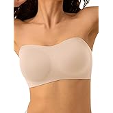 Cuteio Strapless Bras for Women, S-2XL, Wireless Seamless Tube Top Bra, Anti-Slip Lightly Padded Bandeau Bralette