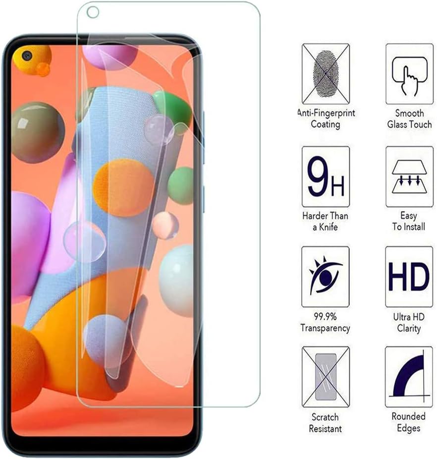 Galaxy A11 Tempered Glass Screen Protector Easy Bubble-Free Installation HD Ultra Clear shatterproof with 9H Hardness and Anti Fingerprint Oleo-phobic Coating for Samsung Galaxy A11 (Screen Protector) - Image 3