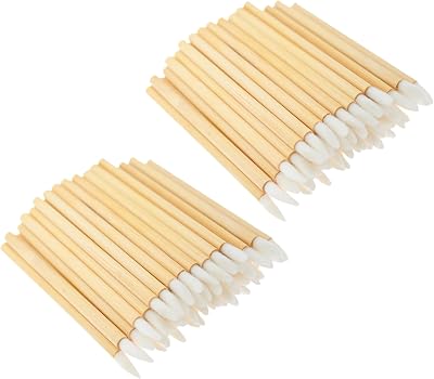 ZHIYE Lip Brushes 100Pcs Bamboo Handle Makeup Wands Lip Gloss Applicator Kit