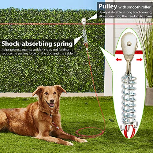 Heavy Duty Aerial Dog Tie Out Trolley System Dog Run Cable 100ft