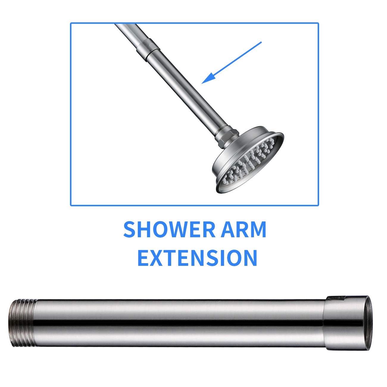 All Brass Shower Arm Head Extension Lowers Existing Handheld Brushed