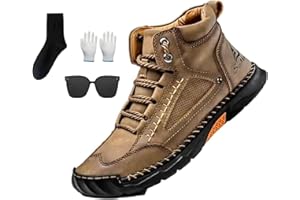FULANRT Sawbehind Mens Wide Shoes for Hiking Working, Saw behind Men's Comfortable Handmade Leather Boots – Waterproof, Arch Support, Spacious Toe Box, Non-Slip,Lightweight Breathable Wear-Resistant