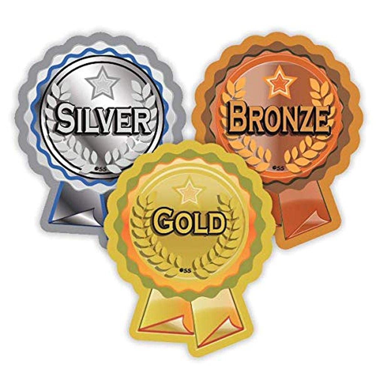 SuperStickers Gold, Silver and Bronze Rosette Stickers (120 Stickers)