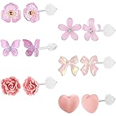 AoedeJ 6 Pairs Plastic Glow Earrings - Stud, Bow Designs for Women