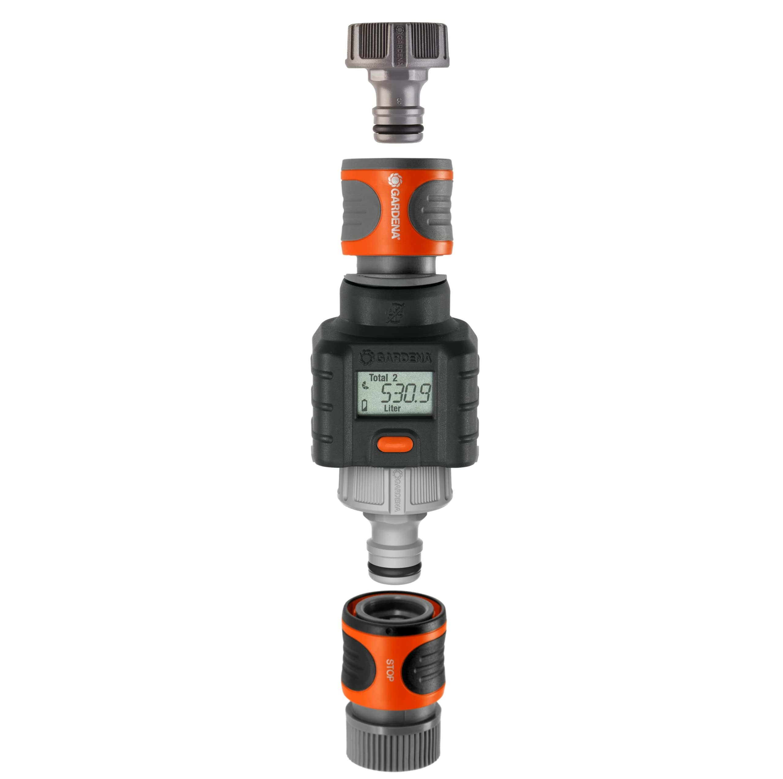 Gardena Water Flow Meter, Black|Grey|red