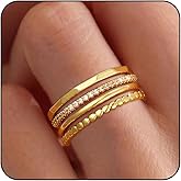Lunvky Gold Silver Stackable Rings for Women Non Tarnish 1.3mm Thin Silver Rings Set 14K Gold Plated Dainty Trendy Band Stacking Thumb Ring Jewelry Valentine Gifts Stuff Size 5-10