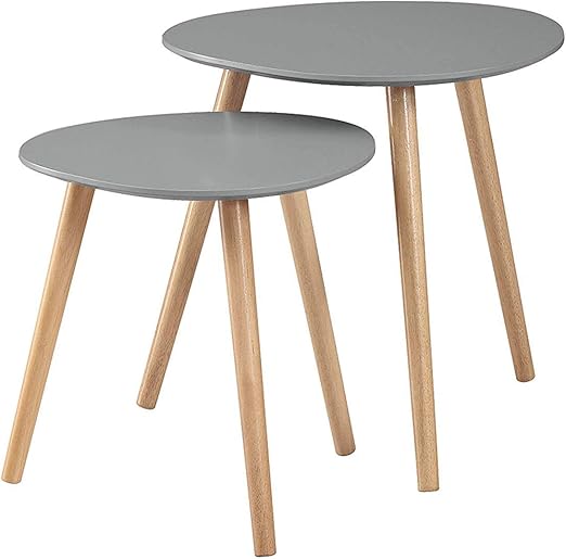 Amazon Com Convenience Concepts Oslo Nesting End Tables Gray Light Oak Furniture Decor