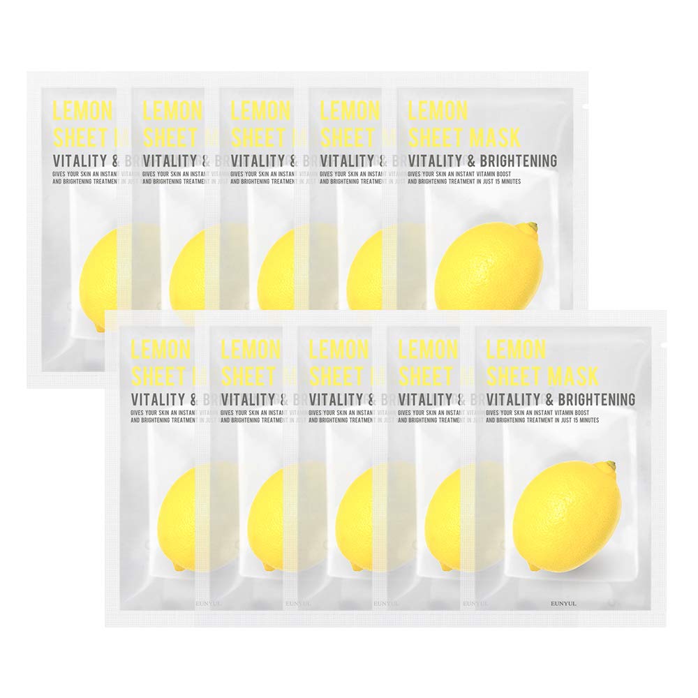 [PACK OF 10] EUNYUL Purity Lemon Sheet Mask Pack 22ml x 10 pcs Korean Skincare Nourishing & Natural Ingredients for All Skin Types
