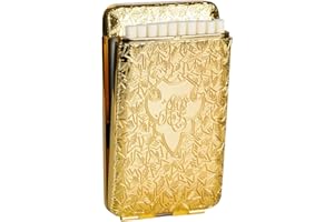 KUGUAN Slim Size Cigarette case 20 pcs 100's Cigarette Box Retro Metal Portable Good for Men Women (Gold)