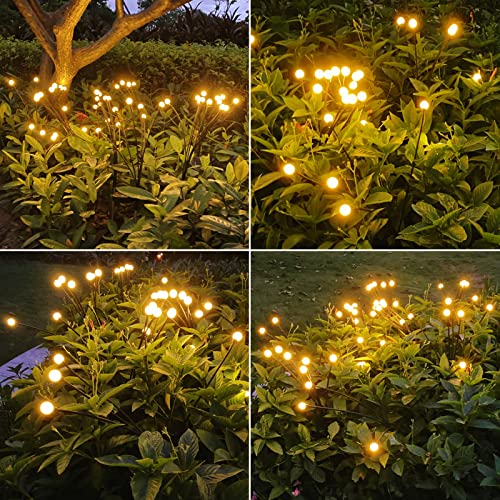 4 Pack Solar Garden Lights, Starburst Swaying Light, Solar Firefly Lights On a Stick Outdoor Waterproof, Sway by Wind, Solar Garden Decorative Lights Yard Patio Pathway Decoration, Warm White