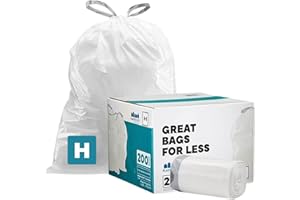 Plasticplace Custom Fit Trash Bags Compatible w Simplehuman Code H Drawstring Bags 8-9 Gallon Tear-Resistant Liner 200 Count Heavy-Duty Waste Disposal