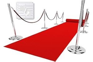 EZLucky Red Carpet Runner for Party, 4X15 ft, 130 GSM Felt Non-Woven with Double-Sided No Traces Adhesive Sticke, Aisle Runner for Wedding, Movie Theme Party Decos, Red Runway Rug for Prom