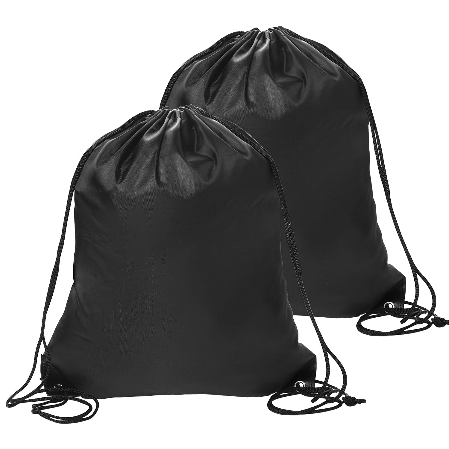 2 Pcs Black Drawstring Backpack Bags Sports Cinch Sack String Bags Drawstring Gym Bag Backpack Bulk Swimming String Bag