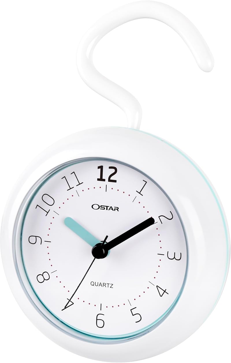 OSTAR Waterproof Bathroom Shower Wall Clock Analog Quartz 12cm AA Battery