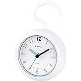 OSTAR Waterproof Bathroom Shower Clock, Analog Quartz Clock Hanging Stand Dual Purpose, One AA Battery Operated 4.72 inch Round Size