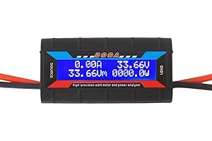 Heluok 200A High Precision Watt Meter with Backlight Digital LCD Screen, DC 0-100V Power Analyzer, Battery Consumption Performance Monitor for RC, Solar Systems, Wind Power