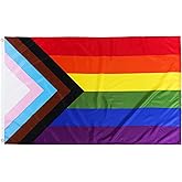 TOPFLAGS Pride Flag Progress Gay Flags 2x3FT Vivid Rainbow Community Support Bisexual LGBTQ Banner Fade-Resistant